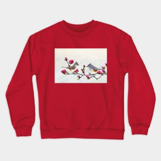 Tufted Titmice on Magnolia Branch Crewneck Sweatshirt